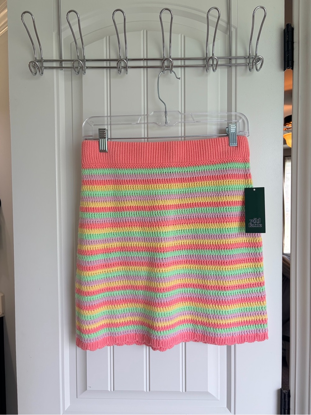 wild fable Coral Pink Striped Knit Mini Skirt